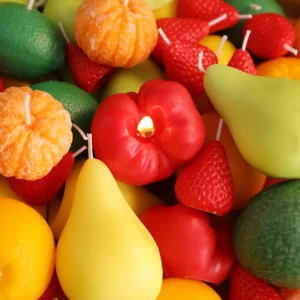 Simulated fruit shaped aromatherapy candles wholesale tomato, starfruit, orange, strawberry shaped handmade aromatherapy home de